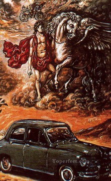 有名な要約 Painting - フィアット 1400 1957 ジョルジョ デ キリコ シュルレアリスムのポスター